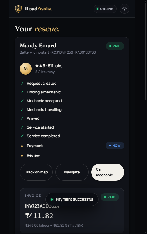 Payment screen